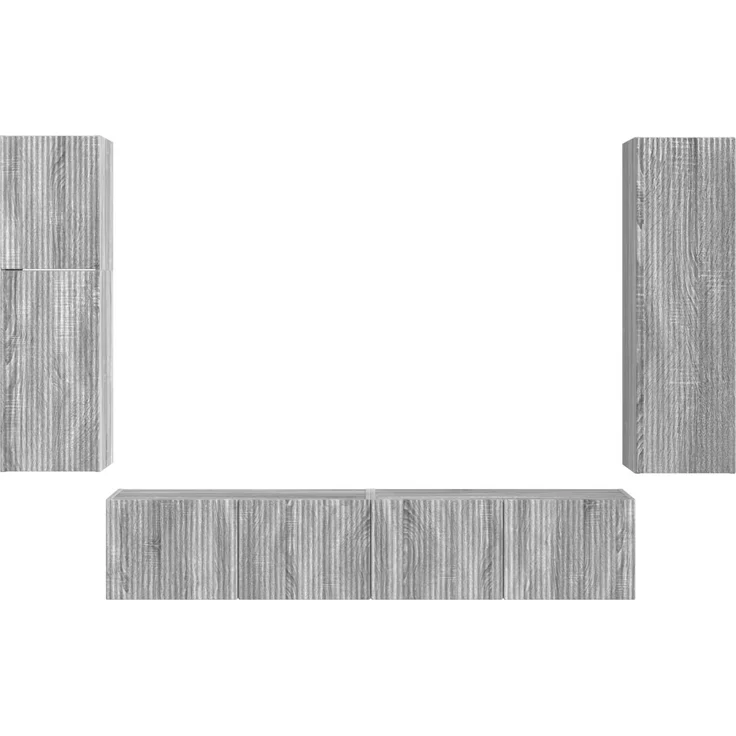 vidaXL TV-Schrankset Wandmontiert 4 pcs Graues Sonoma Holzwerkstoff 3409039 – Bild 9