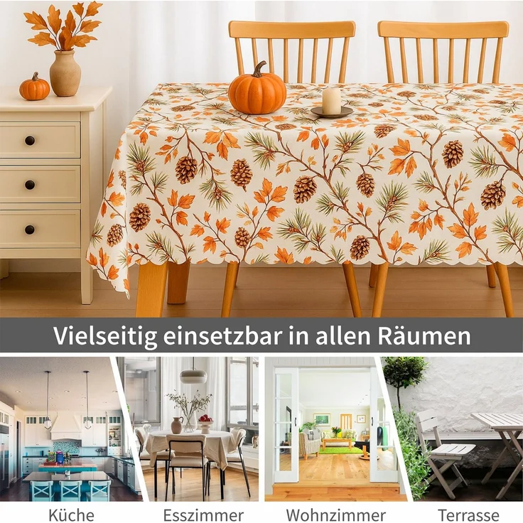 matches21 HOME & HOBBY Tischdecke Tischdecke Herbst 85x85 cm mit Motiv gelbe Sonnenblumen & Blätter (1-tlg), Tischdeko für Küche & Tisch – Bild 2