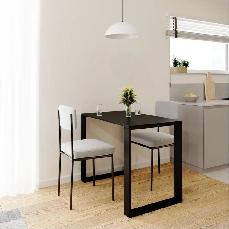 AKKE Esstisch, Esszimmertisch LOFT Schwarze Beinen Küchentisch Bürotisch 2mm-PVC – Bild 1