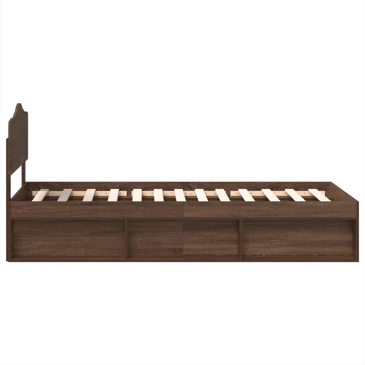 vidaXL Bettrahmen Braun Eichen-Optik 90 x 190 cm Massives Kiefernholz 3412958 – Bild 7