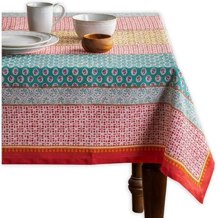 Maison d' Hermine Tischdecke, quadratisch, 100% Baumwolle, Tischdecke für Esszimmer, Bauernhaus, Zuhause, Hotel, Partys und Hochzeiten, ideal für Osterdekorationen, Frühling und Sommer (Provence,