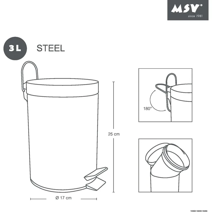 MSV Treteimer 3 Liter Schwarz