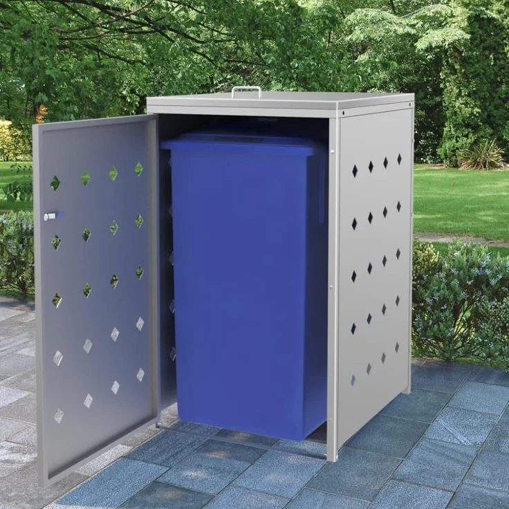 vidaXL Mülltonnenbox für 1 Tonne 240 L Edelstahl 145379 – Bild 1