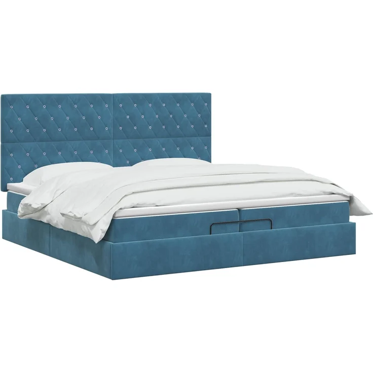 vidaXL Ottoman Bett mit Matratze Dunkelblau 200 x 200 cm Samt 3457675 – Bild 3