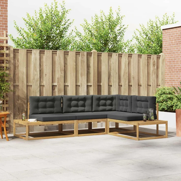 vidaXL Outdoor-Sofagarnitur 4 stk. 4-Sitzer Polyester Weiß 3387001 – Bild 1