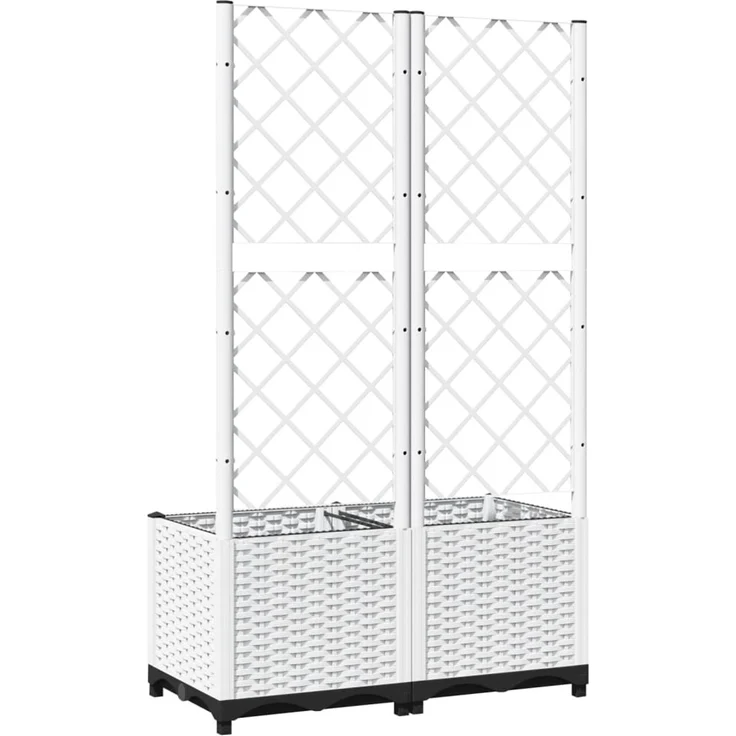 vidaXL Pflanzkübel mit Rankgitter Weiß 80x40x136 cm PP 153282 – Bild 6