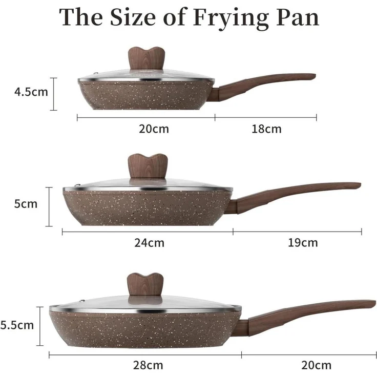 28cm Antihaft Bratpfanne für Induktion Granitbeschichtung Braun – Bild 7