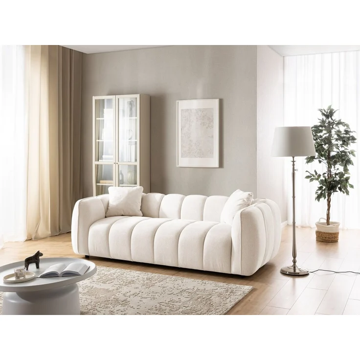 S-Style Möbel Sofa 3-Sitzer Nubira in tief gesteppter Bubble-Optik aus Strukturstoff, mit modernem Design und Wellenfederung – Bild 4