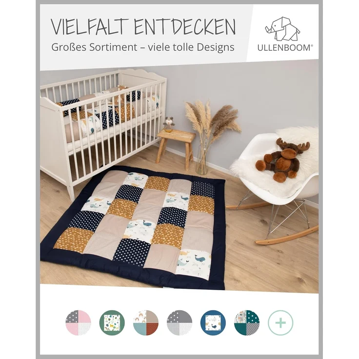 ULLENBOOM Krabbeldecke für Baby mit Personalisierung, 100% OEKO-TEX Materialien, Wale 100x100 cm - Babydecke mit Namen und Datum, ideal als Spieldecke und personalisiertes Baby Geschenk zur Geburt – Bild 7