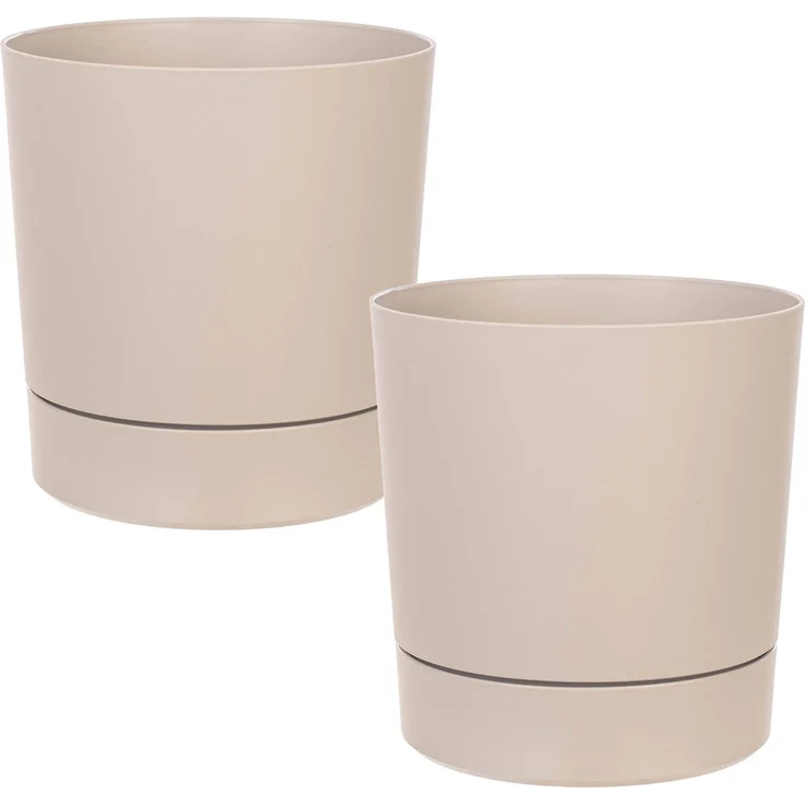 KADAX Blumentopf mit Untersetzer AURA 145, recycelt, beige, 2er-Pack – Bild 5