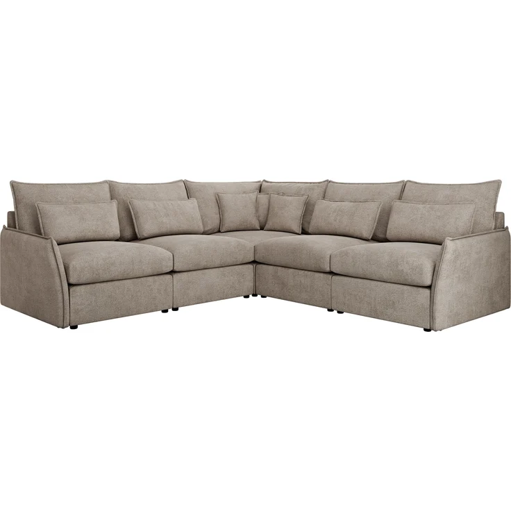 Ecksofa für Wohnzimmer, L-förmige Ecke mit losen Kissen, modular 4-Sitzer couchgarnitur - VERSO - Beige Struktur – Bild 5