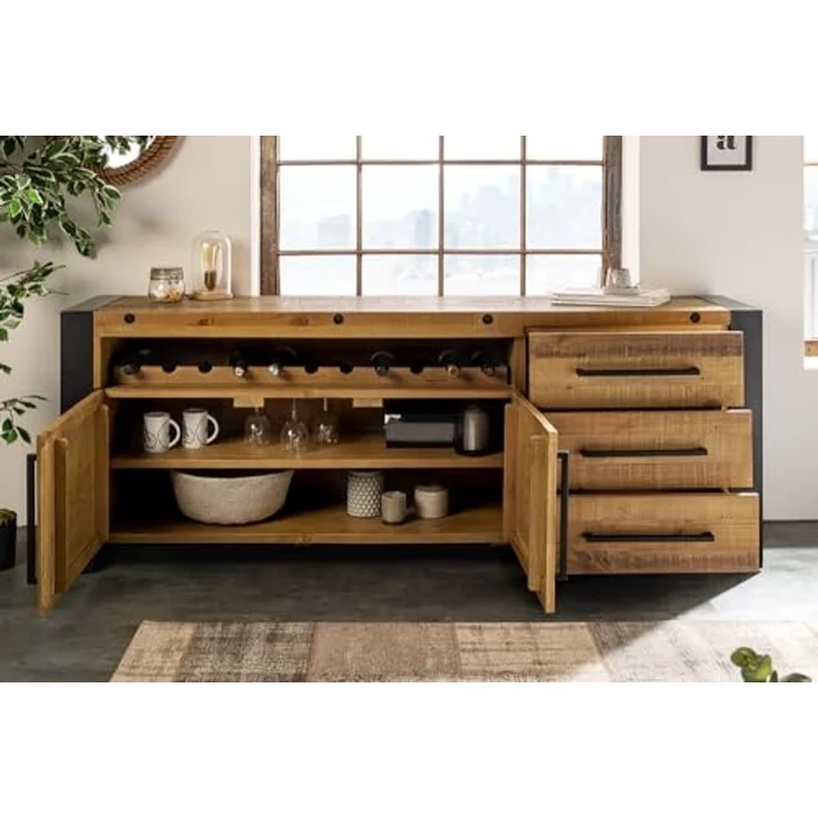 riess-ambiente Sideboard THOR 195cm vintage braun / schwarz (Einzelartikel, 1 St), Wohnzimmer · Massivholz · Metall · Kommode · Industrial Design – Bild 4