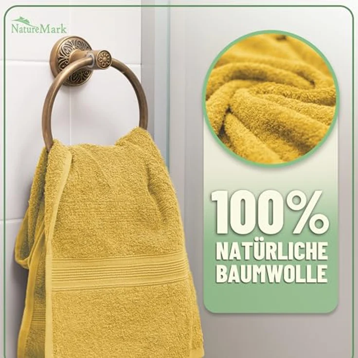 GREEN MARK Textilien 10 TLG. FROTTIER Handtuch-Set mit verschiedenen Größen 4X Handtücher, 2X Duschtücher, 2X Gästetücher, 2X Waschhandschuhe | Farbe: Gelb | Premium Qualität – Bild 4