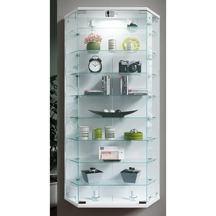 MID.YOU Vitrine Benila, Weiß, hängend, 4 Fächer, 83x114x17 cm, Glas – Bild 2