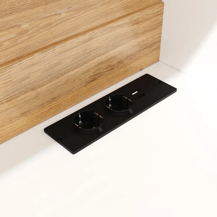 EINHOM Seitenboard / Aufbewahrungsschrank / Multifunktions-Küchenschrank / Buffetschrank, 120 x 40 x 180 cm, mit LED-Beleuchtung, Weinregal & Snackregal, 5 Türen, Integrierte Steckdose, Weiß mit Holzoptik – Bild 7