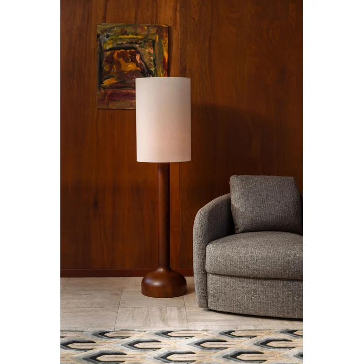 DutchBone Stehlampe Jones mit Gestell aus Gummibaumholz in Beige 35x35x140 cm – Bild 2