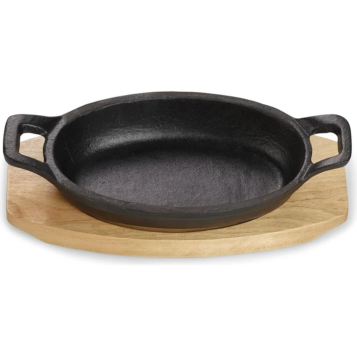 ECHTWERK Bratpfanne Auflaufform mit Servierbrett, Gusseisen (8-tlg, Servierschale inkl. Servierbrett), Servierschale aus Gusseisen, Small-Edition. Bereits eingebrannt. – Bild 2