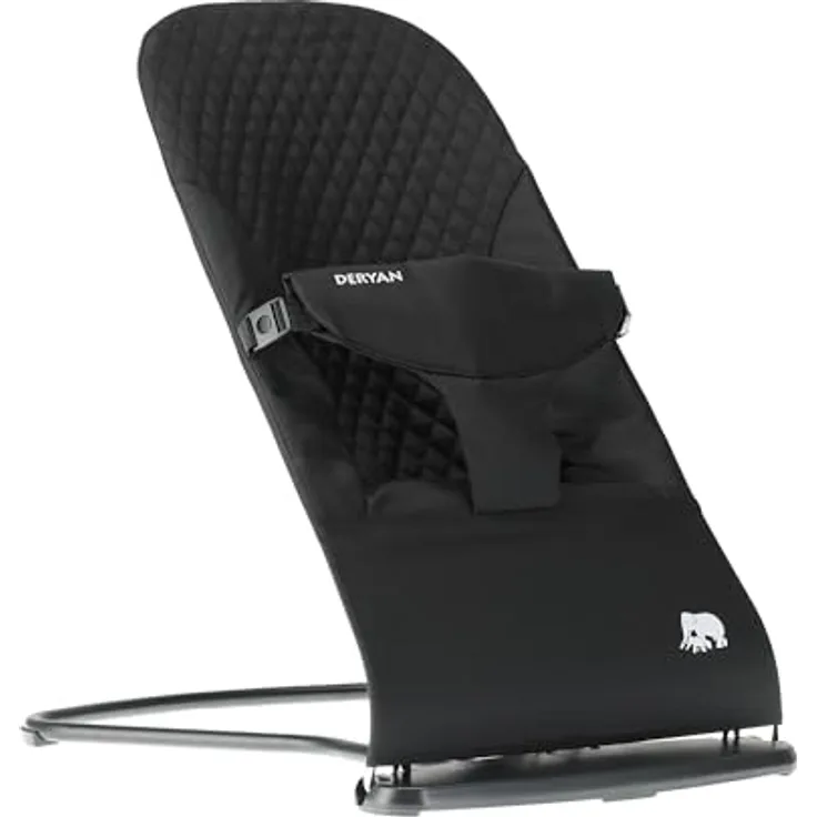 DERYAN Buddy Babywippe – Ergonomisch & Weich – Verstellbar & Klappbar – Reise-Wippe für Babys 0–9 kg – Schwarz