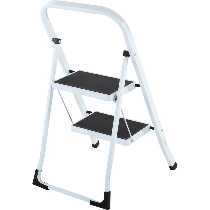 Raburg Klapptritt Step, Klapptritt-Leiter, 2 oder 3 Stufen, Weiß, TÜV/GS geprüft, Stahl, Lock-Klappsperre, rutschhemmende Oberfläche, Füße mit Solid-Grip – Bild 4