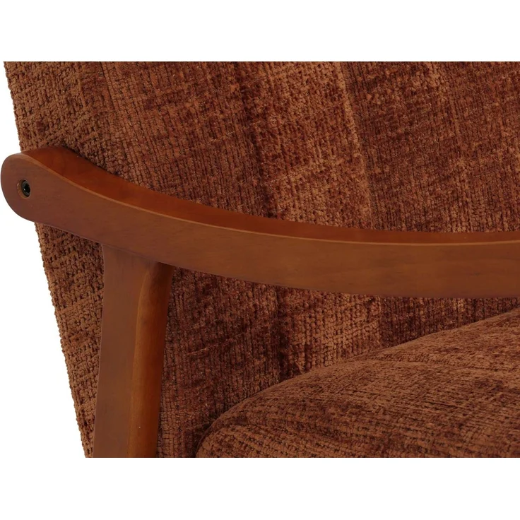 Schaukelstuhl HWC-K10, Relaxsessel, Holz FSC® Stoff/Textil Chenille (465g/m²) ~ terrakotta, Gestell Walnuss-Optik – Bild 8