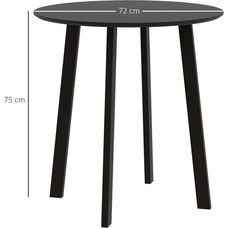 HOMCOM Esstisch 72x72 cm Runder Küchentisch für 2 Personen moderner Esszimmertisch mit abgeschrägten Beinen, Tisch für Küche, Esszimmer und Wohnzimmer Schwarz – Bild 2