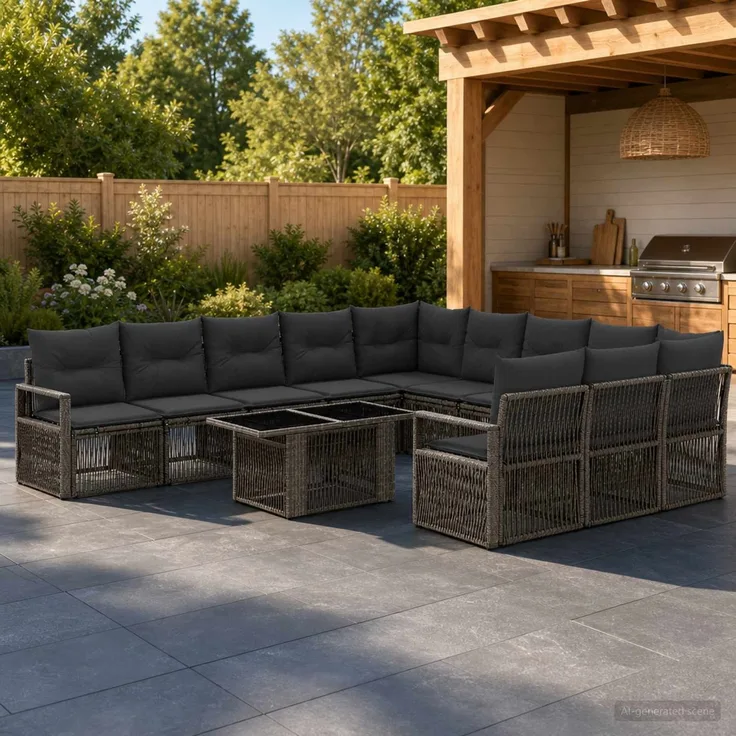 vidaXL Gartensofa-set 12 stk. Grau und Dunkelgrau 100 x 55 x 73 cm 3437162