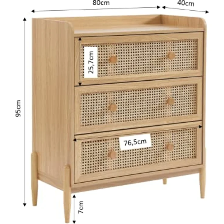 BAÏTA PABLO02 Kommode für Kinder, natürlich, Länge 80 cm, Natur – Bild 4