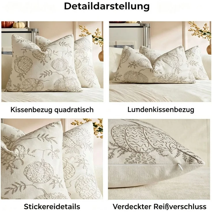 Diwzbyn Kissenbezug Herbstliche Blätter-Kissenbezüge, Chenille-Kürbis-Kissenhüllen, (1 Stück) – Bild 4
