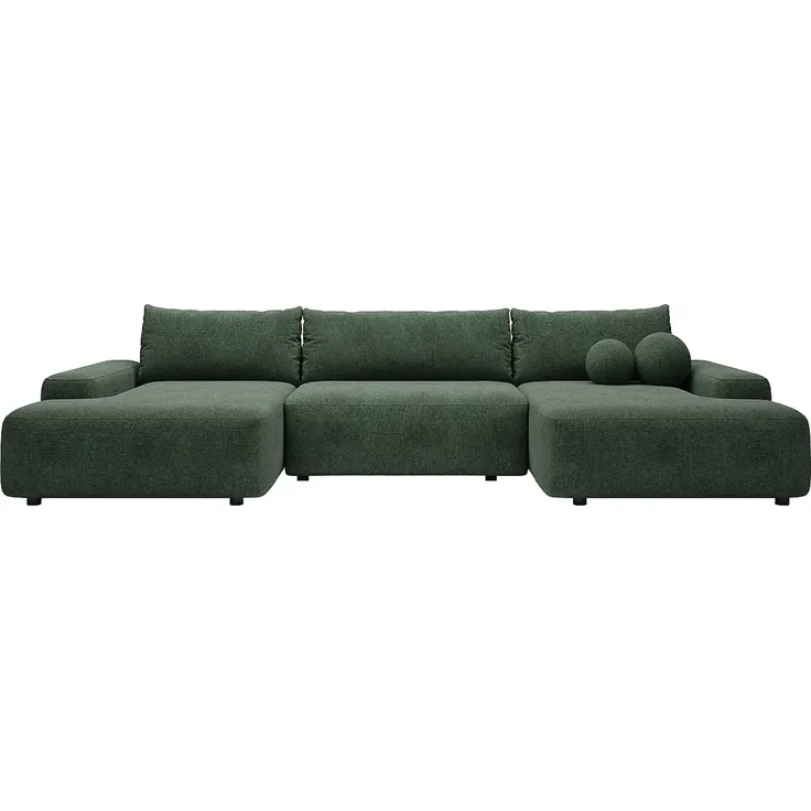 Vente-unique - DAVISO Sofa Stoff Grün - B 163 cm x H 87 cm x L 360 cm – Bild 2