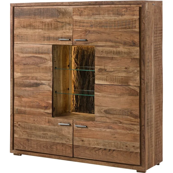 Highboard BARK Akazie massiv dula inkl. LED Wolf Möbel
