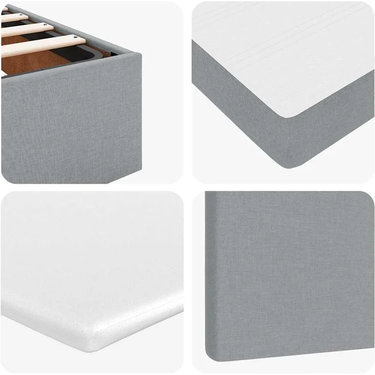 vidaXL Ottoman-Bett mit Matratze & LEDs Hellgrau 100x200 cm Stoff 3313899 – Bild 12