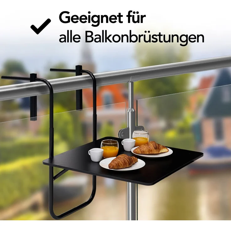 Infinity Goods Balkontisch – klappbar – 60 x 60 cm – verstellbar – hängend – schwarz – Bild 5