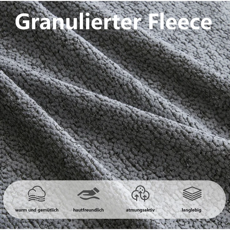 DESVIAE Sofa 3-Sitzer modular mit Ottoman, Granulatfleece, Grau, 288 x 104 x 79 cm – Bild 4