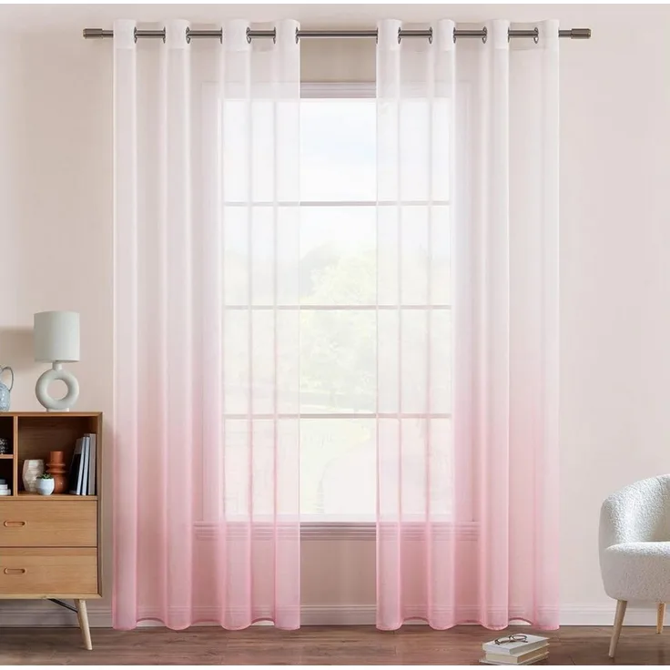 Agger Gardine Transparent Vorhänge Voile Sheer Vorhang mit Ösen Farbverlauf (2 St)