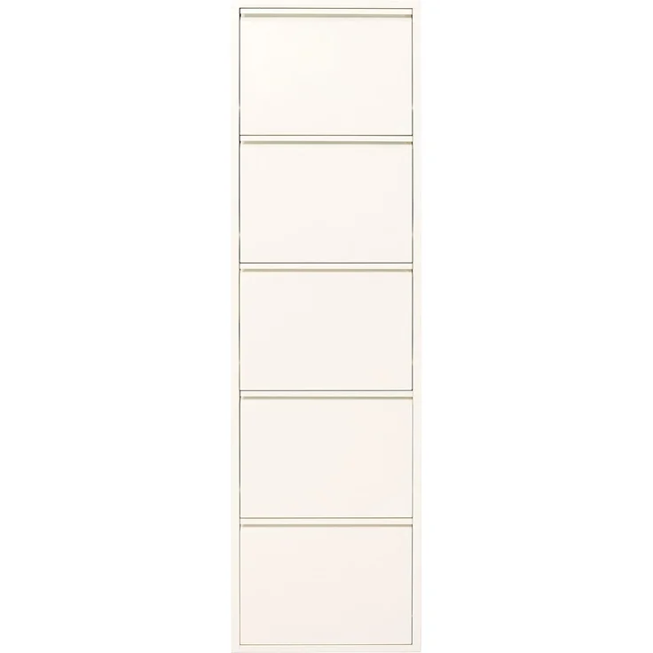 Kare Design Schuhschrank Caruso, Creme, Stahl, mit 5 Klappen, Schuhablage für 10 Paar Schuhe, schmal, platzsparend, hoch, Schuhregal, Eingangsbereich, 173 x 50 x 15 cm (H/B/T) – Bild 1