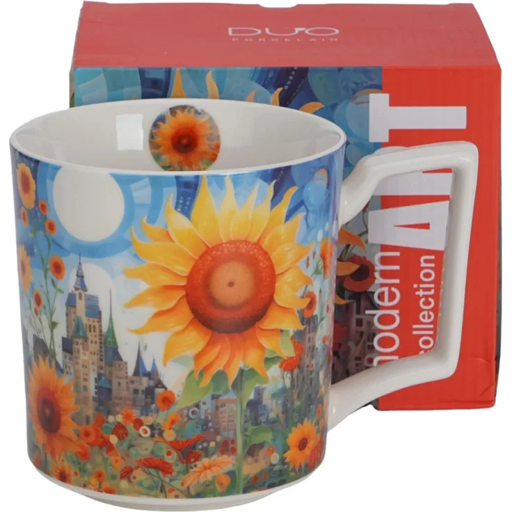 DUO Jumbo Becher 750 ml MODERN SUNFLOWER New Bone China Porzellan