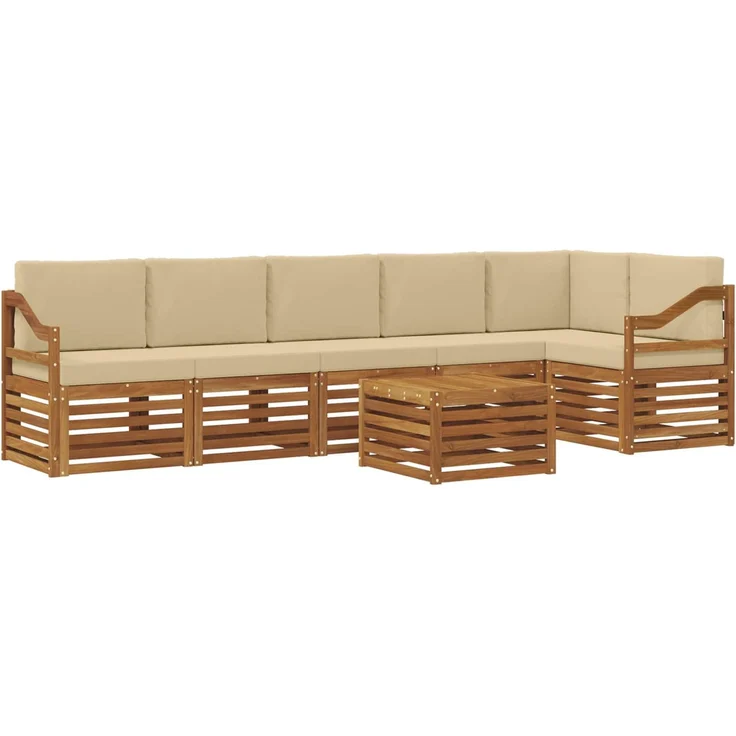 vidaXL Outdoor-Sofagarnitur 7 stk. 6-Sitzer Natur und Beige 3374948 – Bild 2