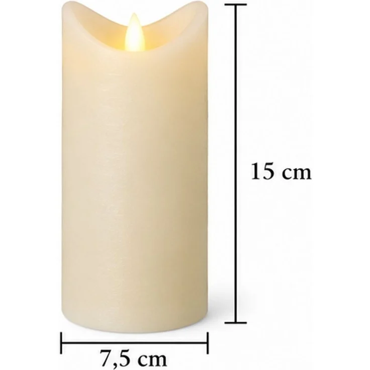 dasmöbelwerk LED-Kerze LED-Kerze Ø7,5x15 cm Echtwachs Stumpenkerze Rustikal Timer Creme, Leuchtmittel nicht enthalten – Bild 3