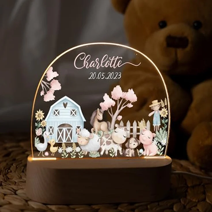 Kidsmood Nachtlampe mit Wunschnamen, Individuelle Nachttischlampe Kinder, Niedliches Nachtlicht für Babys, Personalisierte Geschenke für Babys, Geschenk zur Geburt – Bild 10