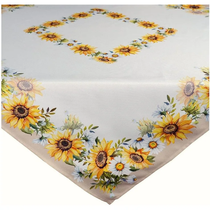 matches21 HOME & HOBBY Tischdecke Tischdecke Herbst 85x85 cm mit Motiv gelbe Sonnenblumen & Blätter (1-tlg), Tischdeko für Küche & Tisch