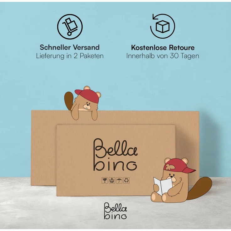 Bellabino 'Iskri' Bodenbett 140x200 cm, natur, Massivholz Kiefer, Montessori Kinderbett mit Rausfallschutz und Lattenrost – Bild 10