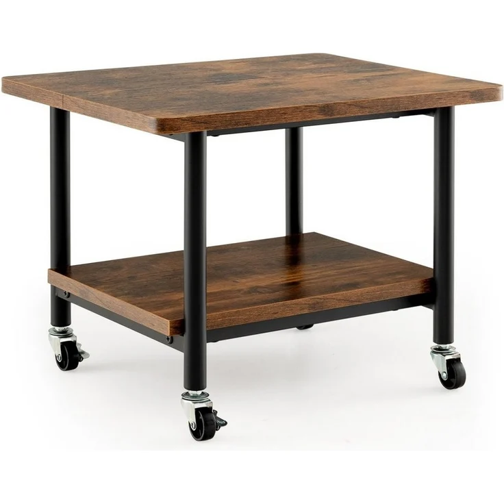COSTWAY Druckertisch, mit 2 Ebenen & 4 Rollen, bis 35 kg, 49x40x38cm – Bild 1