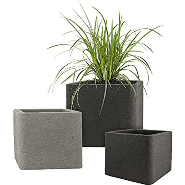 Pflanzwerk Pflanzkübel Kunststoff CUBE Lava Grau 40x50x50cm Blumentopf *Frostbeständige Blumenkübel* *2 Jahre GARANTIE* *Premium Pflanzenkübel Qualität* – Bild 1
