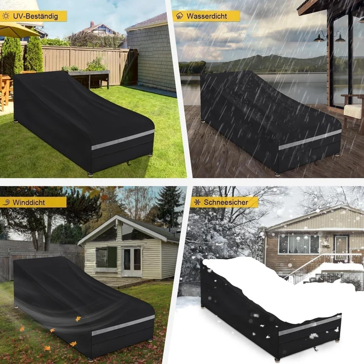 Gartenliege Abdeckung 200x75x40/70 cm Wasserdicht Winterfest Oxford Gewebe – Bild 3