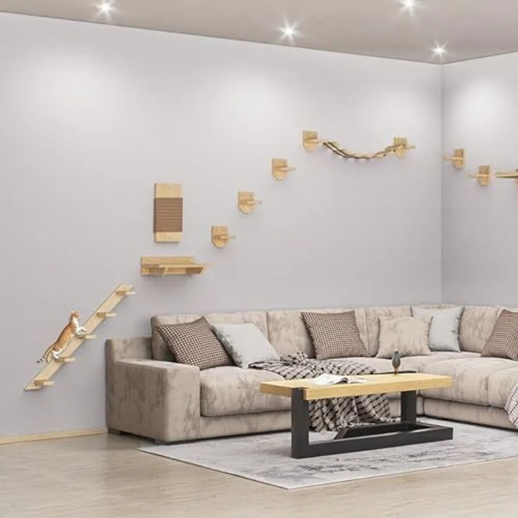 QLS Katzen-Kletterwand Geflammt & Lackiert, Wandliege Katzenliege Katzenbett Katzenregal und andere Elemente – Bild 6