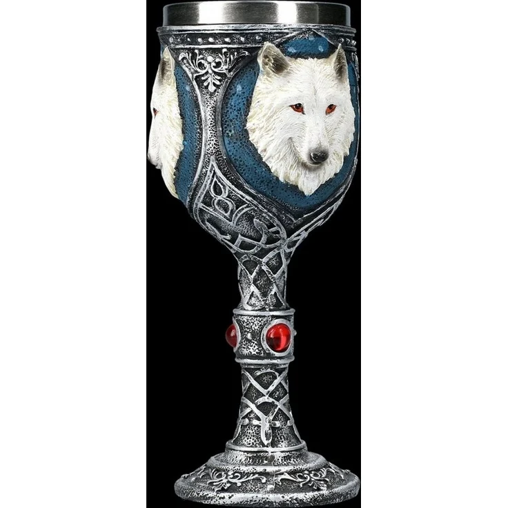 Vogler 816-1978 Weißer Wolf keltischer Kelch mit Metalleinsatz Weinkelch – Bild 3