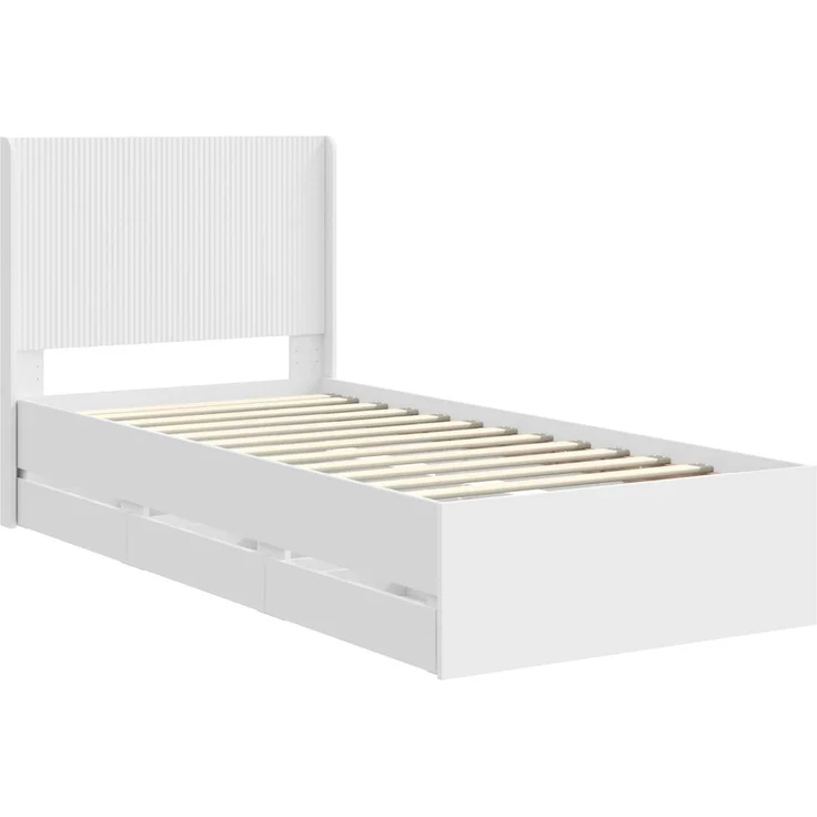 vidaXL Bettgestell mit Stauraum und Kopfteil Weiß 90 x 200 cm 3413977 – Bild 4