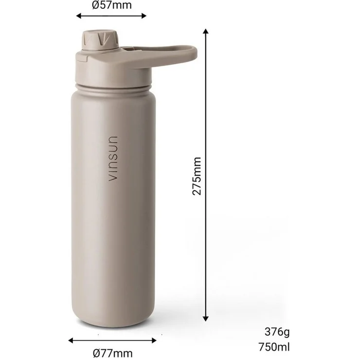 Vinsun Isolierflasche Edelstahl Trinkflasche 750ml Strohhalm - 2 Deckel Thermoflasche, BPA frei, doppelwandig, auslaufsicher, bruchsicher, geruchsneutral – Bild 3