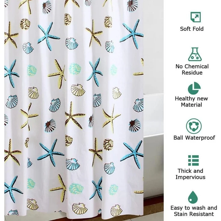 Duschvorhang PEVA Antibakteriell Blau 180x240 Wasserdicht Lang – Bild 2