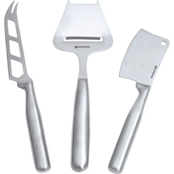 SWISSMAR Käsemesser 3-teilig, Edelstahl, je 1 Weichkäsemesser, Käsehobel und Käsebeil